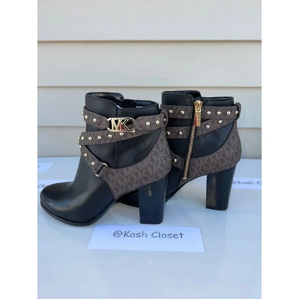 Michael Kors boots kincaid studded logo ankle boot black brown multi_5